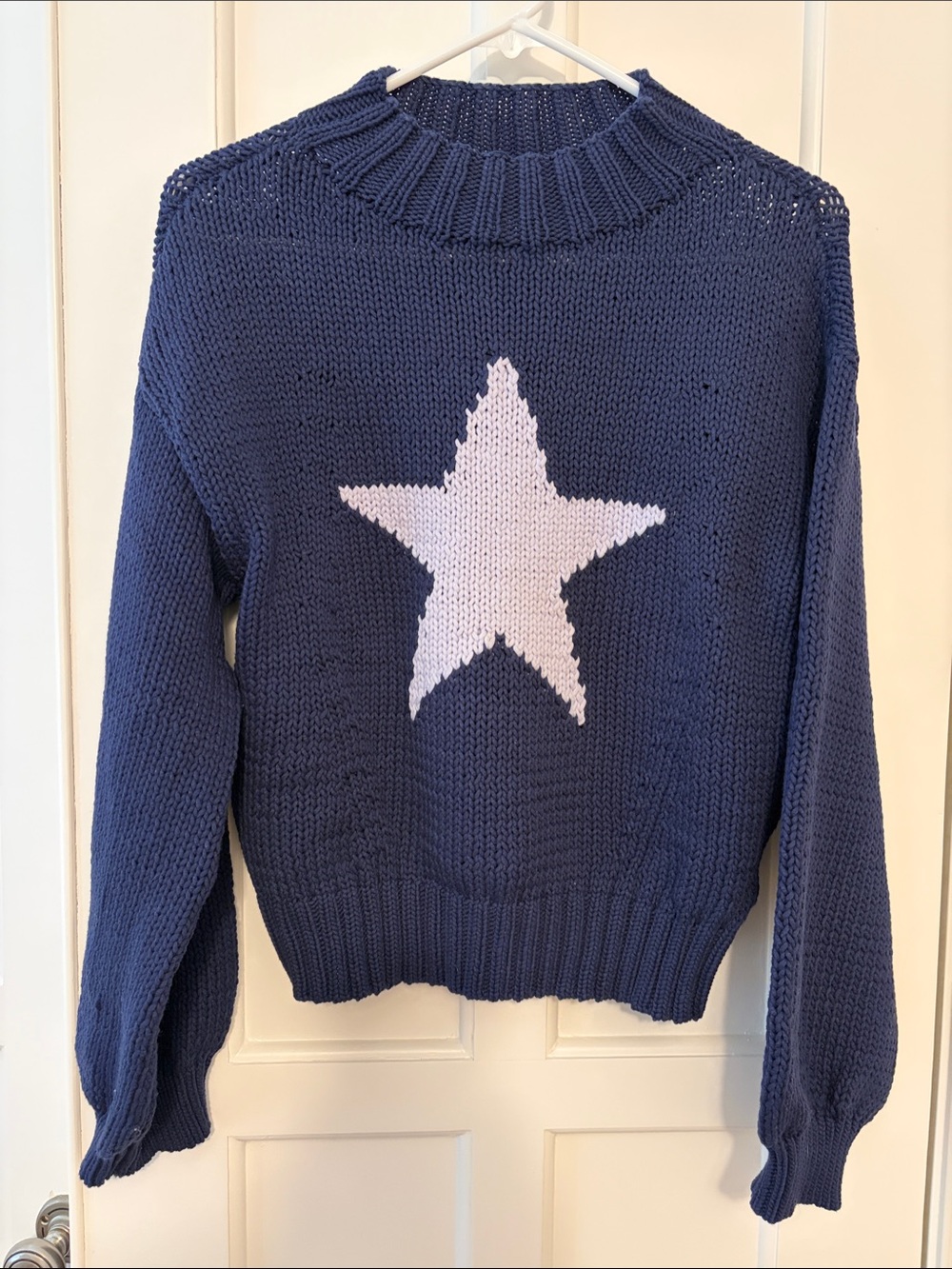 Maeve Navy Crewneck Sweater with light purple Star